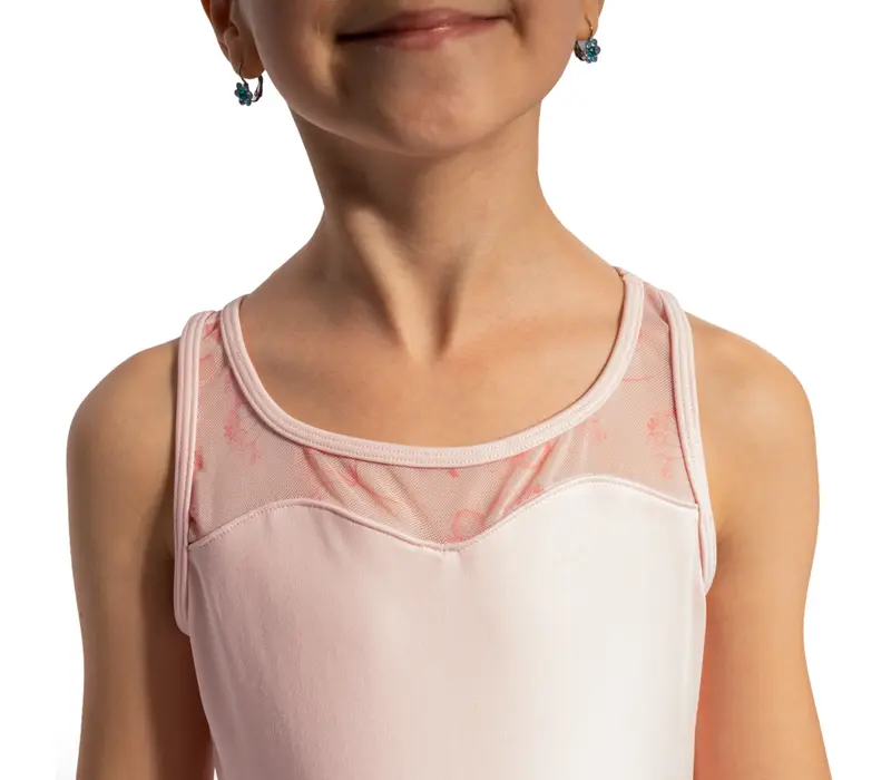 Bloch Evie Floral Tank, Trikot mit Tutu-Rock und breiten Trägern   - Rosa Bonbons Bloch