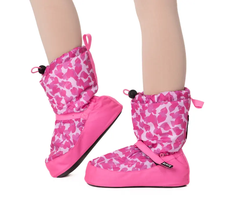 Bloch Booties - Edition mit Muster, Aufwärmschuhe - rosa Herzen Bloch