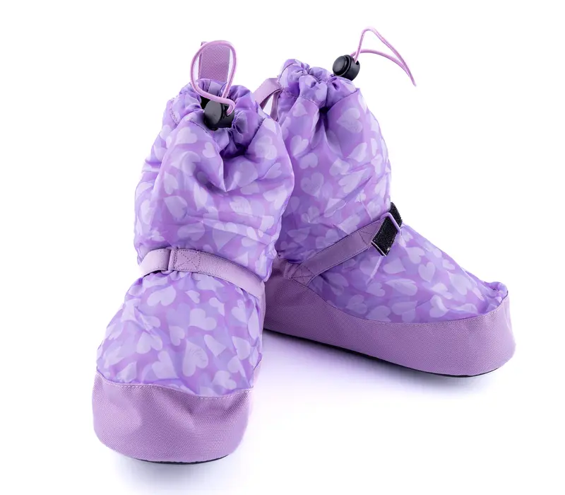 Bloch Booties Edition mit Muster, Aufwärmschuhe für Kinder - lila Herz Bloch