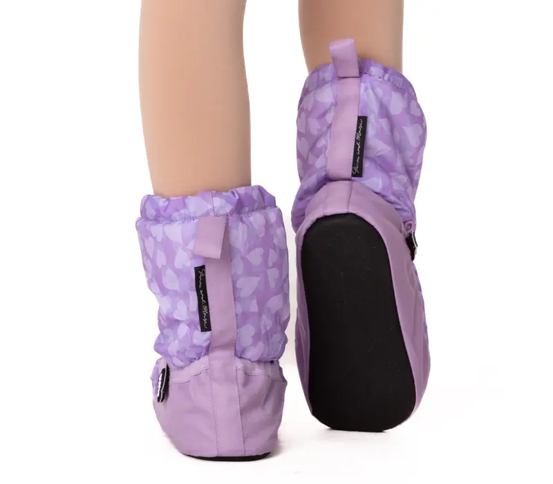 Bloch Booties Edition mit Muster, Aufwärmschuhe für Kinder - lila Herz Bloch