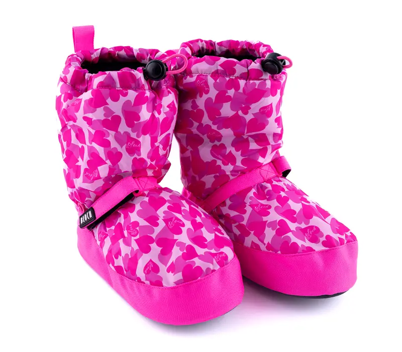 Bloch Booties Edition mit Muster, Aufwärmschuhe für Kinder - rosa Herzen Bloch