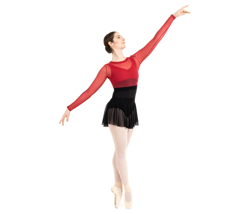 Capezio Cest La Vie Joyeux Mesh Cover Up, Damen-Top - Rot scarlet Capezio