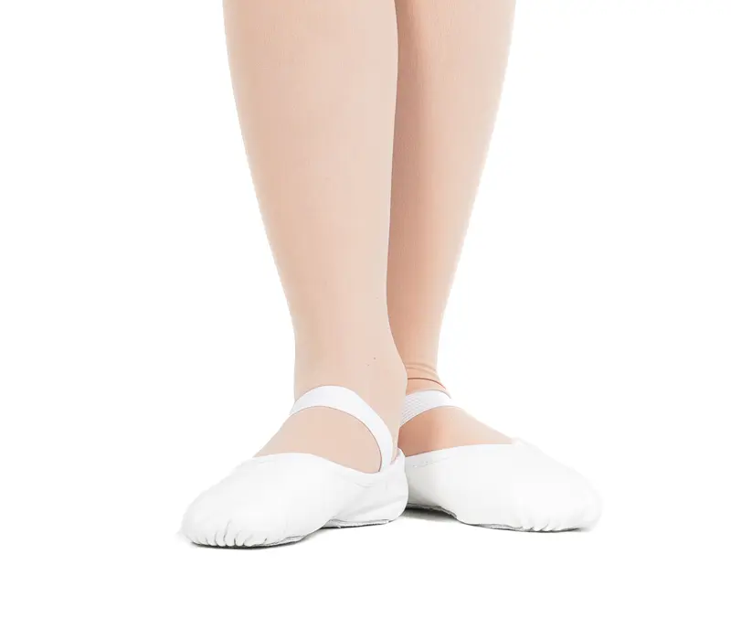 Capezio Luna, Kinder-Leder-Tanzschläppchen - Weiss