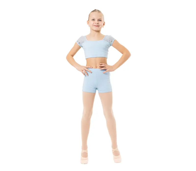 Capezio Foldover Boyshort, Tanzshorts für Kinder - Hellblau Capezio