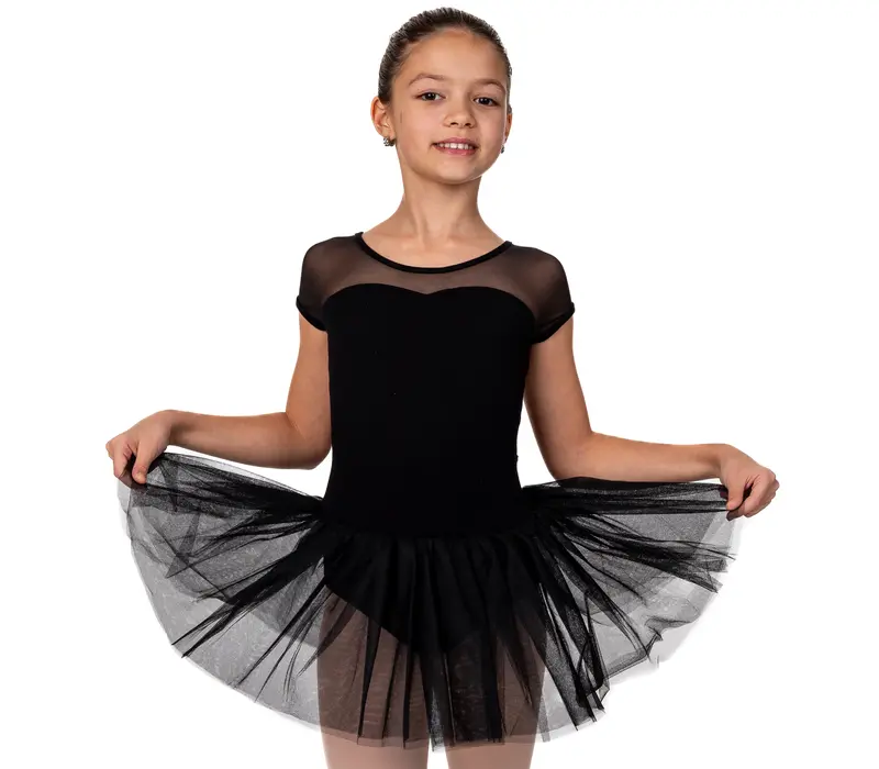 Capezio Keyhole Back Tutu Dress, Kindertrikot mit Tutu-Rock - Schwarz