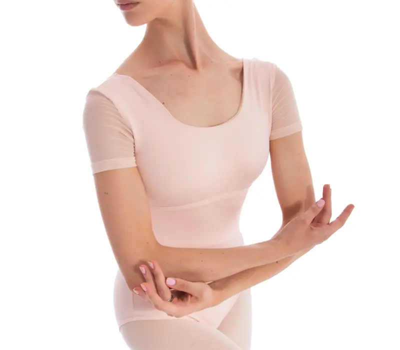 Dansez Vous Ophelia, Damen-Tanztrikot mit Netzärmeln - Rosa - light pink