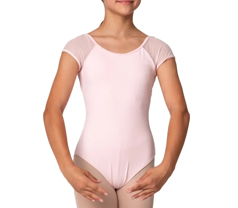 Mirella Soft mesh cap sleeve leotard, Kindertrikot - Rosa Bloch