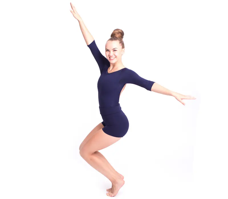 Capezio Boatneck 3/4 Sleeve Leotard, Ballett-Trikot - Modrá - navy