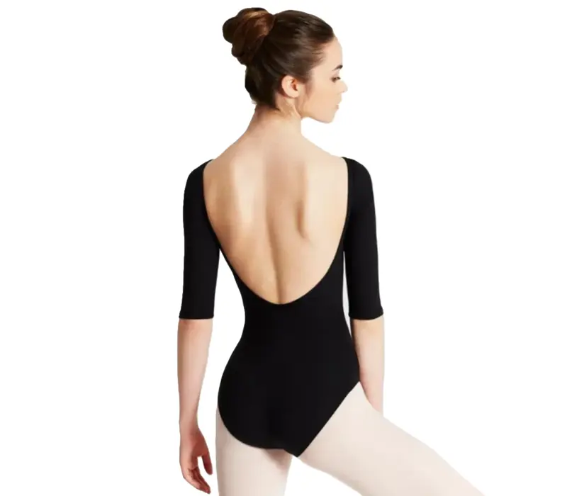 Capezio Boatneck 3/4 Sleeve Leotard, Ballett-Trikot - Čierna